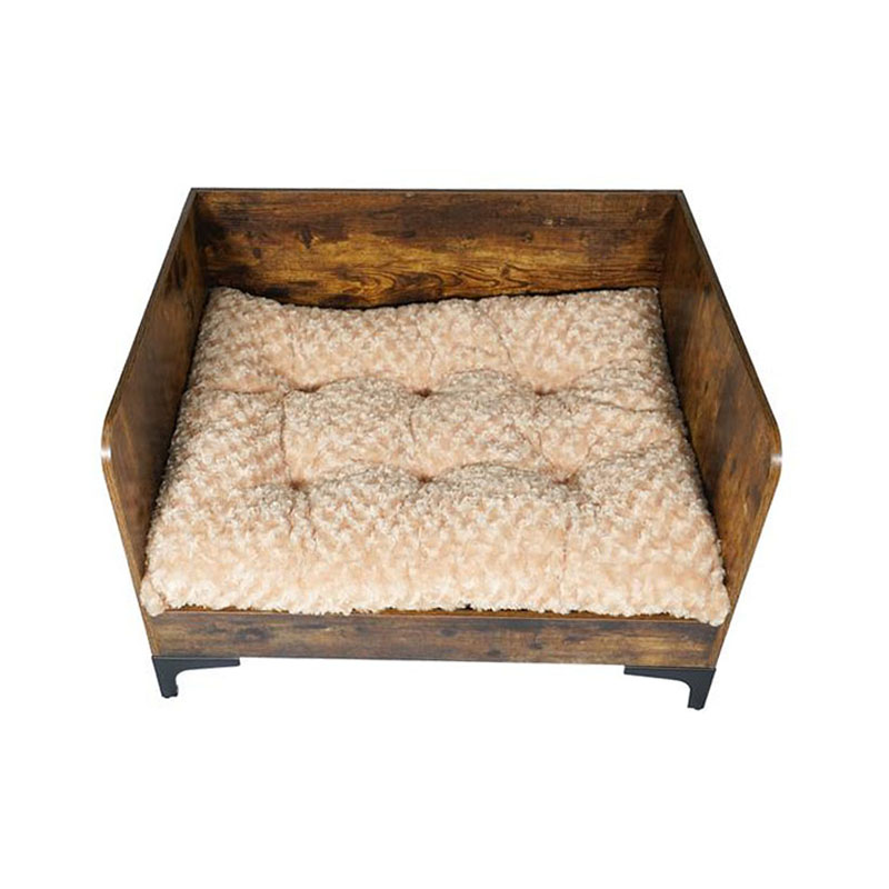 Cama de perro elevada de madera interior moderna con marco Cama de perro elevada de madera interior moderna con marco