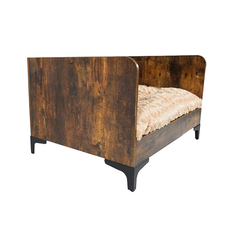 Cama de perro elevada de madera interior moderna con marco Cama de perro elevada de madera interior moderna con marco