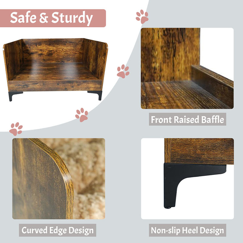 Cama de perro elevada de madera interior moderna con marco Cama de perro elevada de madera interior moderna con marco