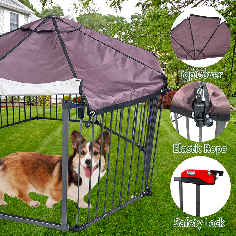 Tubo de servicio pesado al aire libre Jaula para perros grande con cubierta impermeable Tubo de servicio pesado al aire libre Jaula para perros grande con cubierta impermeable