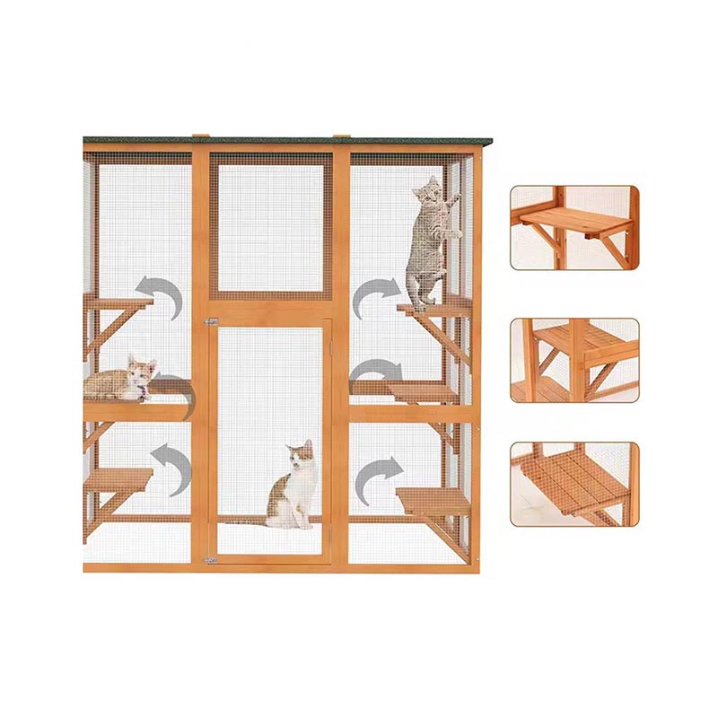 Villa de gato de gato de gato de madera al aire libre Villa de gato de gato de gato de madera al aire libre