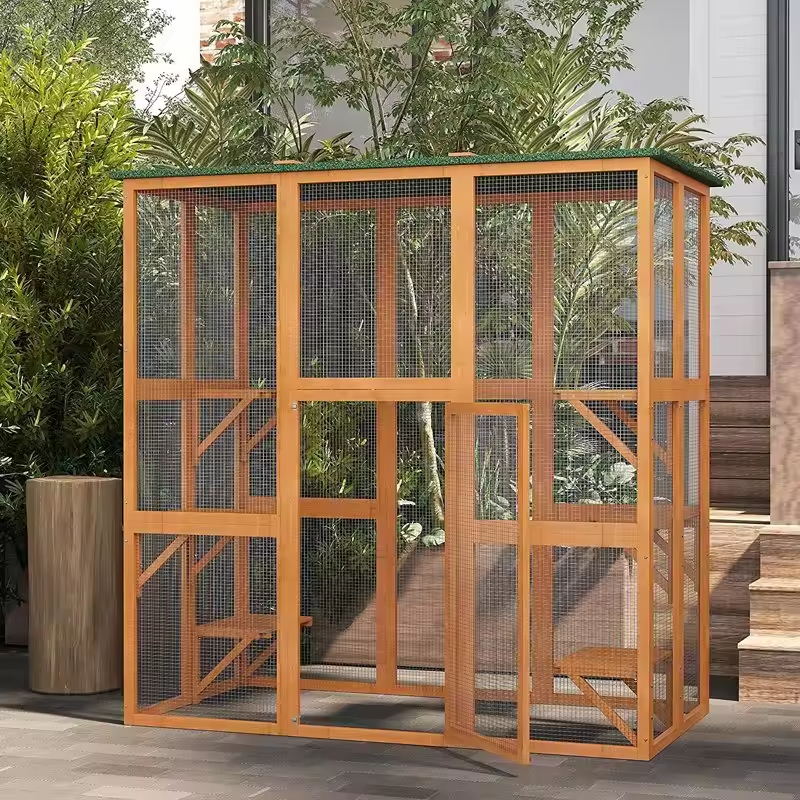 Villa de gato de gato de gato de madera al aire libre Villa de gato de gato de gato de madera al aire libre