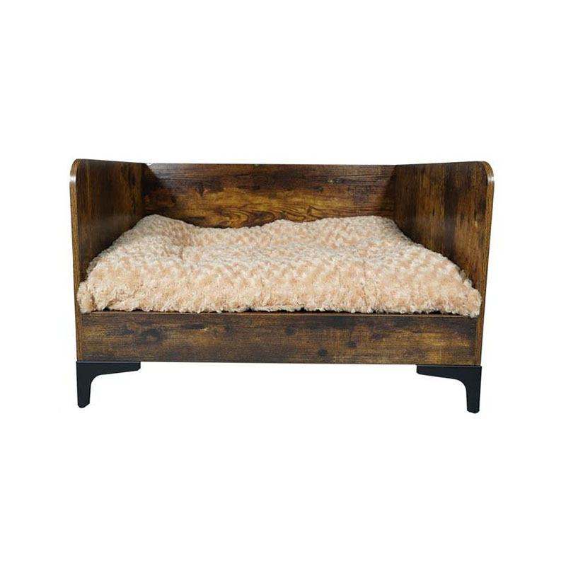 Cama de perro elevada de madera interior moderna con marco Cama de perro elevada de madera interior moderna con marco