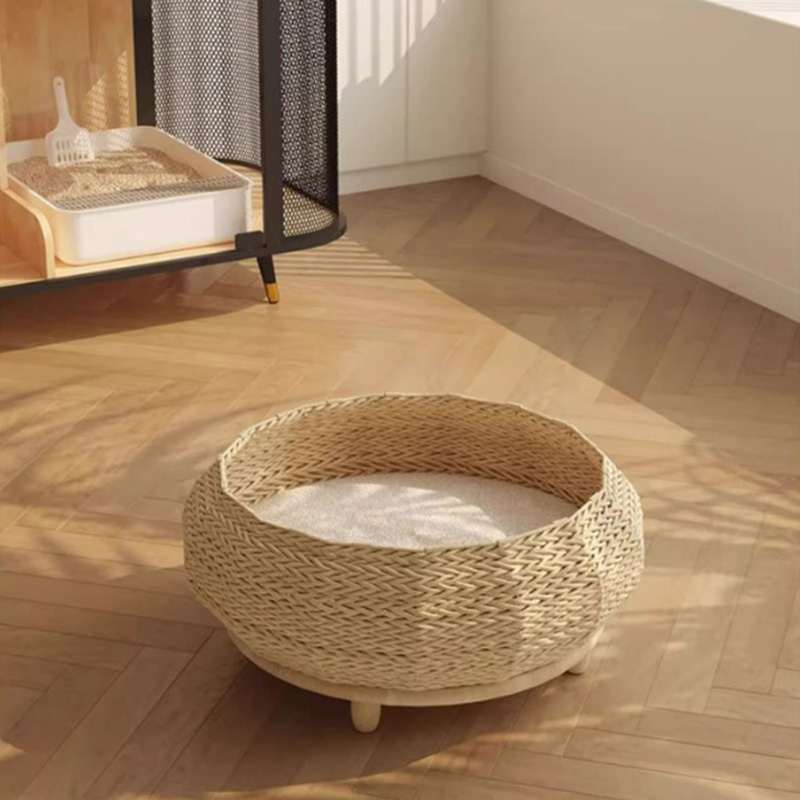 Cama de perros tejido de papel de papel de papel kraft hecho a mano Cama de perros tejido de papel de papel de papel kraft hecho a mano