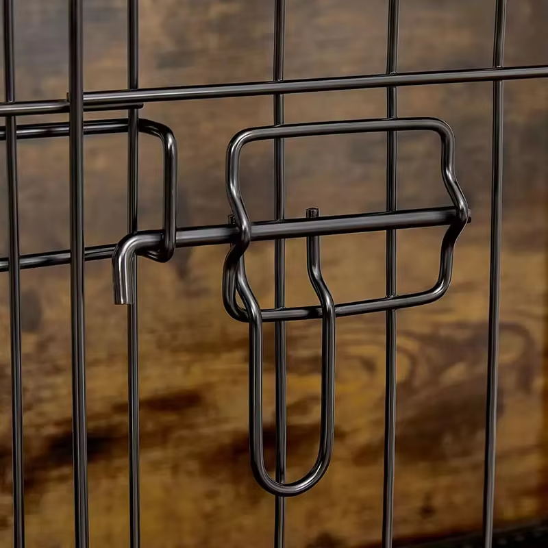 Jaula de perros de estilo de madera de madera interior marrón rústico Jaula de perros de estilo de madera de madera interior marrón rústico