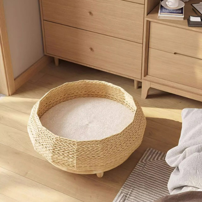 Cama de perros tejido de papel de papel de papel kraft hecho a mano Cama de perros tejido de papel de papel de papel kraft hecho a mano