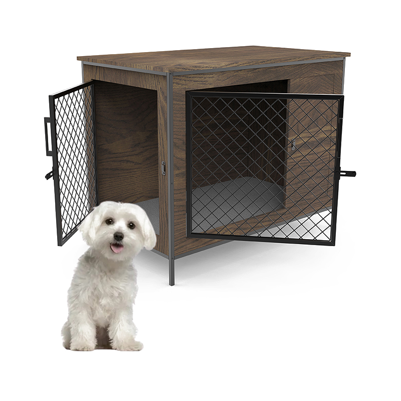 Mesa de madera de puertas para perros cubiertos jaula de perros de estilo de madera Mesa de madera de puertas para perros cubiertos jaula de perros de estilo de madera