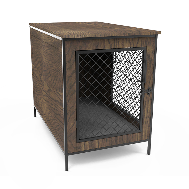 Mesa de madera de puertas para perros cubiertos jaula de perros de estilo de madera Mesa de madera de puertas para perros cubiertos jaula de perros de estilo de madera