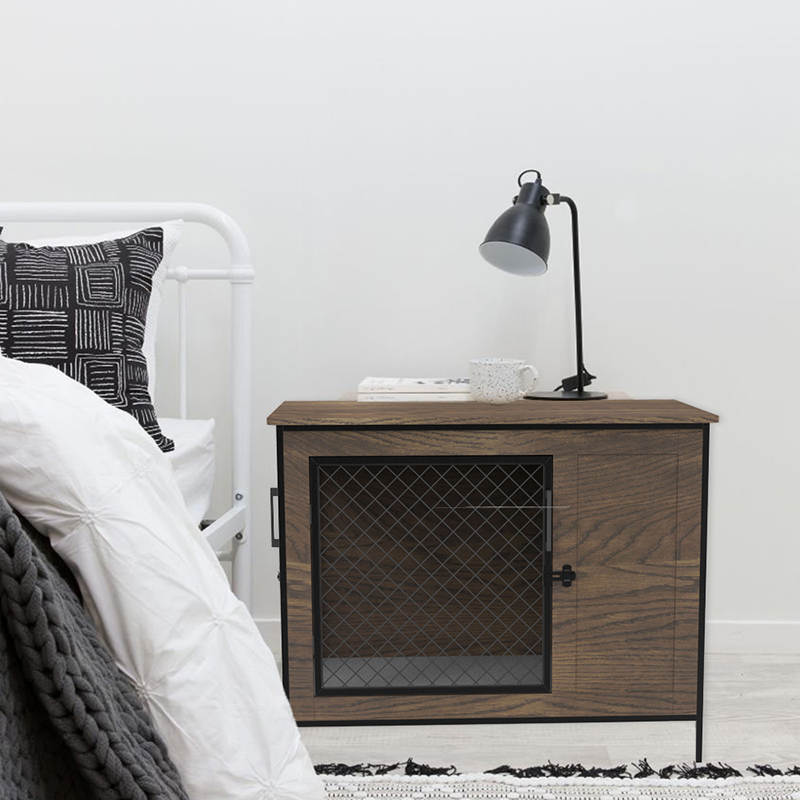 Mesa de madera de puertas para perros cubiertos jaula de perros de estilo de madera Mesa de madera de puertas para perros cubiertos jaula de perros de estilo de madera