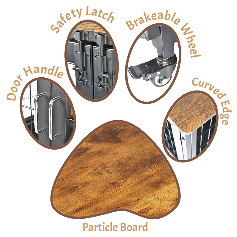 Jaula para perros estilo muebles de madera con ruedas Jaula para perros estilo muebles de madera con ruedas