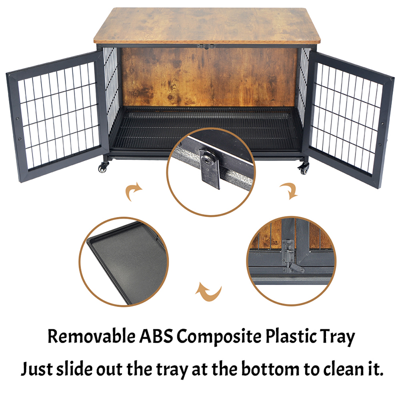 Jaula para perros estilo muebles de madera con ruedas Jaula para perros estilo muebles de madera con ruedas