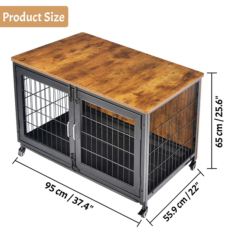 Jaula para perros estilo muebles de madera con ruedas Jaula para perros estilo muebles de madera con ruedas