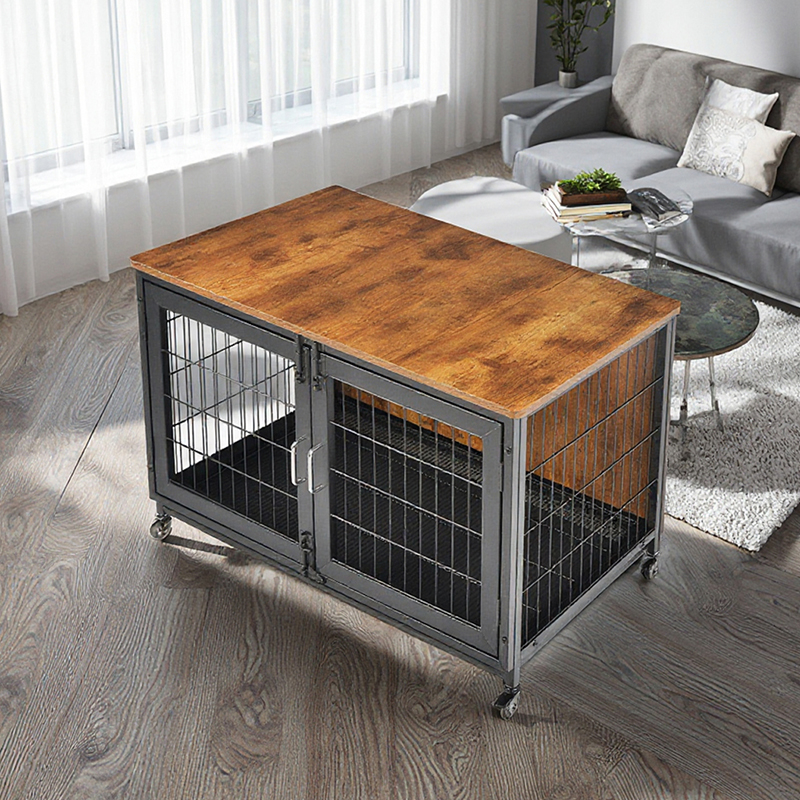 Jaula para perros estilo muebles de madera con ruedas Jaula para perros estilo muebles de madera con ruedas
