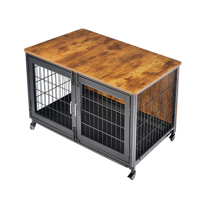 Jaula para perros estilo muebles de madera con ruedas Jaula para perros estilo muebles de madera con ruedas