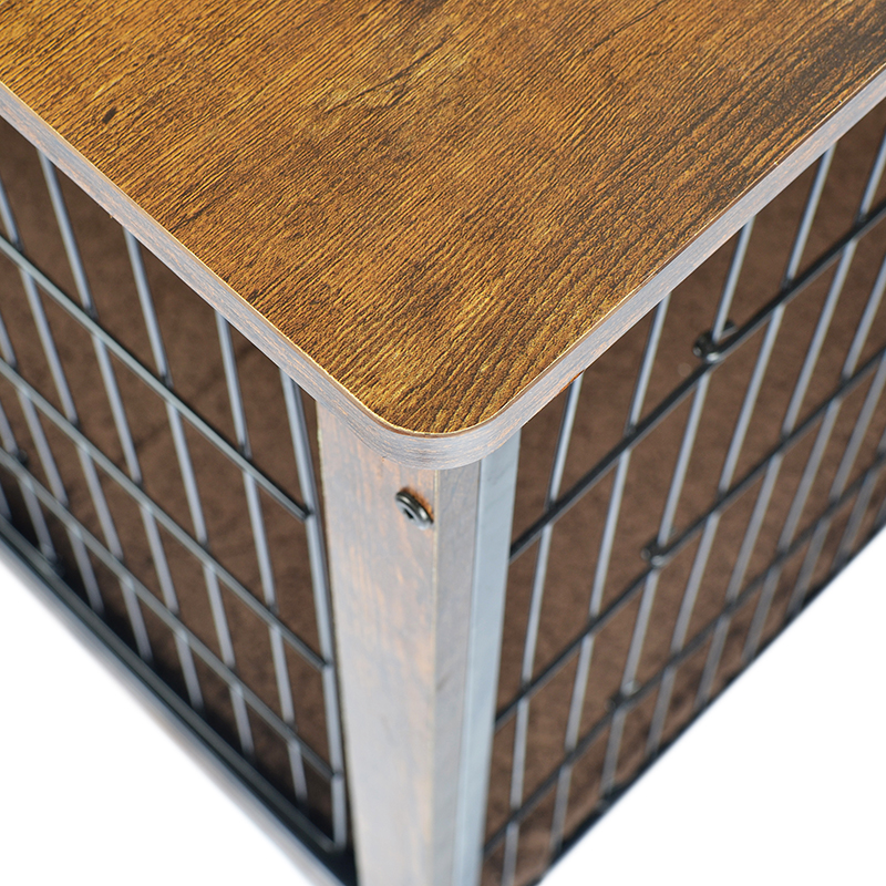 Jaula de perros estilo muebles de madera interior con cojín y ruedas Jaula de perros estilo muebles de madera interior con cojín y ruedas