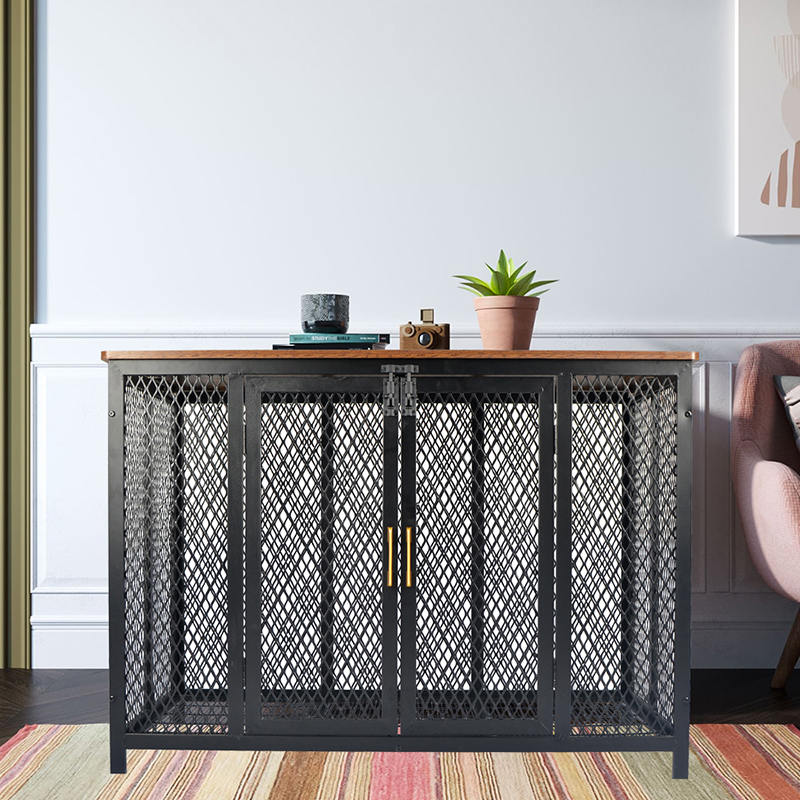 Top abierta de muebles de madera de servicio pesado jaula para perros Top abierta de muebles de madera de servicio pesado jaula para perros