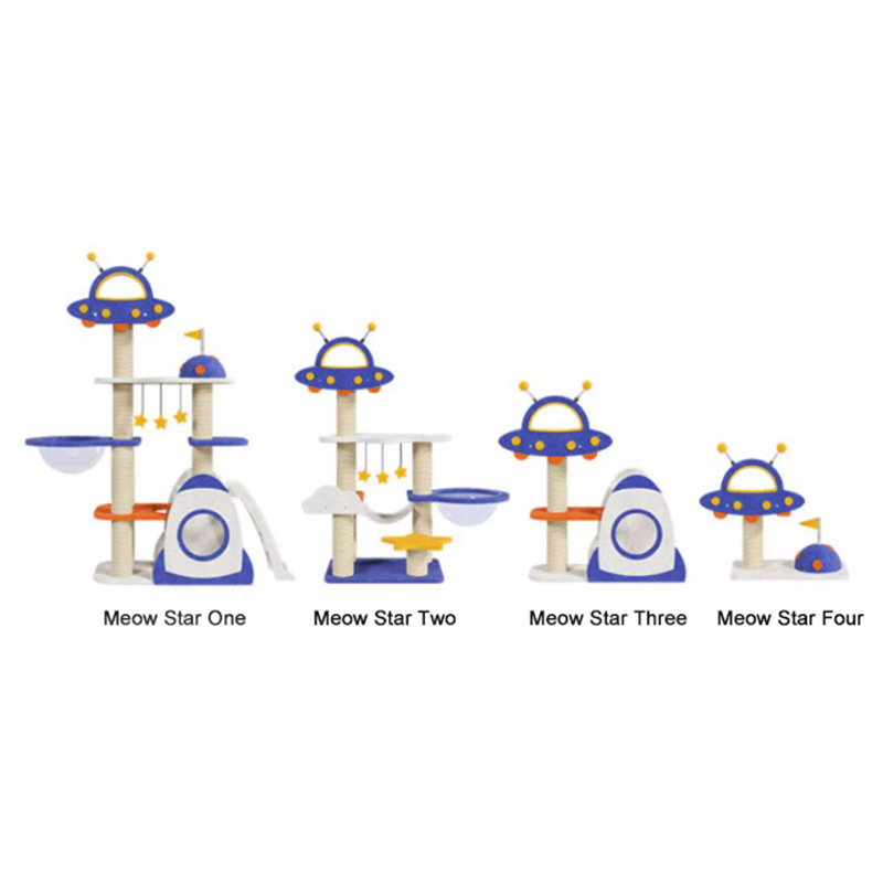 Marco de escalada de cápsula blue espacial torre de árbol de gato para gatitos jugando juguete Marco de escalada de cápsula blue espacial torre de árbol de gato para gatitos jugando juguete