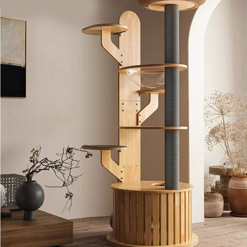 Cactus forma marco de trepadora de madera Árbol de gato sólido con cápsula espacial Cactus forma marco de trepadora de madera Árbol de gato sólido con cápsula espacial