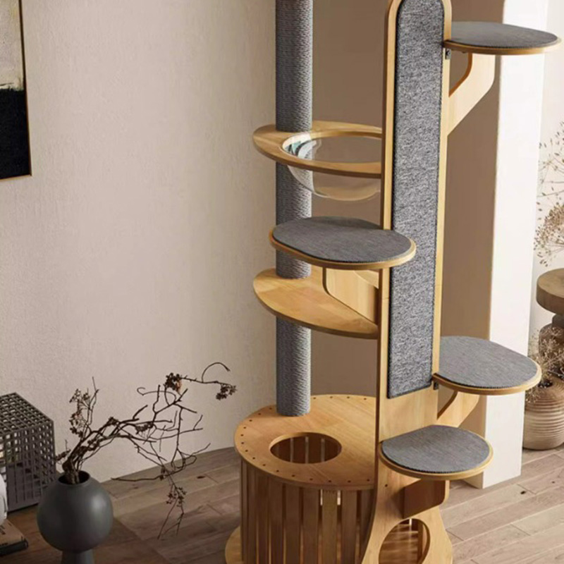 Cactus forma marco de trepadora de madera Árbol de gato sólido con cápsula espacial Cactus forma marco de trepadora de madera Árbol de gato sólido con cápsula espacial