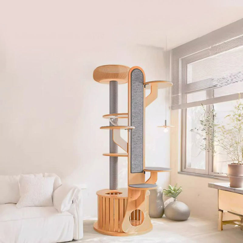 Cactus forma marco de trepadora de madera Árbol de gato sólido con cápsula espacial Cactus forma marco de trepadora de madera Árbol de gato sólido con cápsula espacial