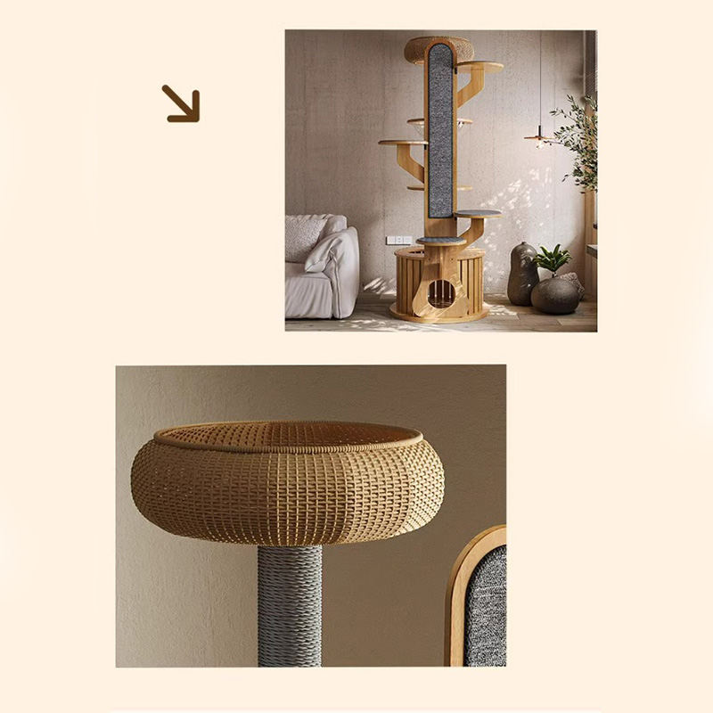 Cactus forma marco de trepadora de madera Árbol de gato sólido con cápsula espacial Cactus forma marco de trepadora de madera Árbol de gato sólido con cápsula espacial