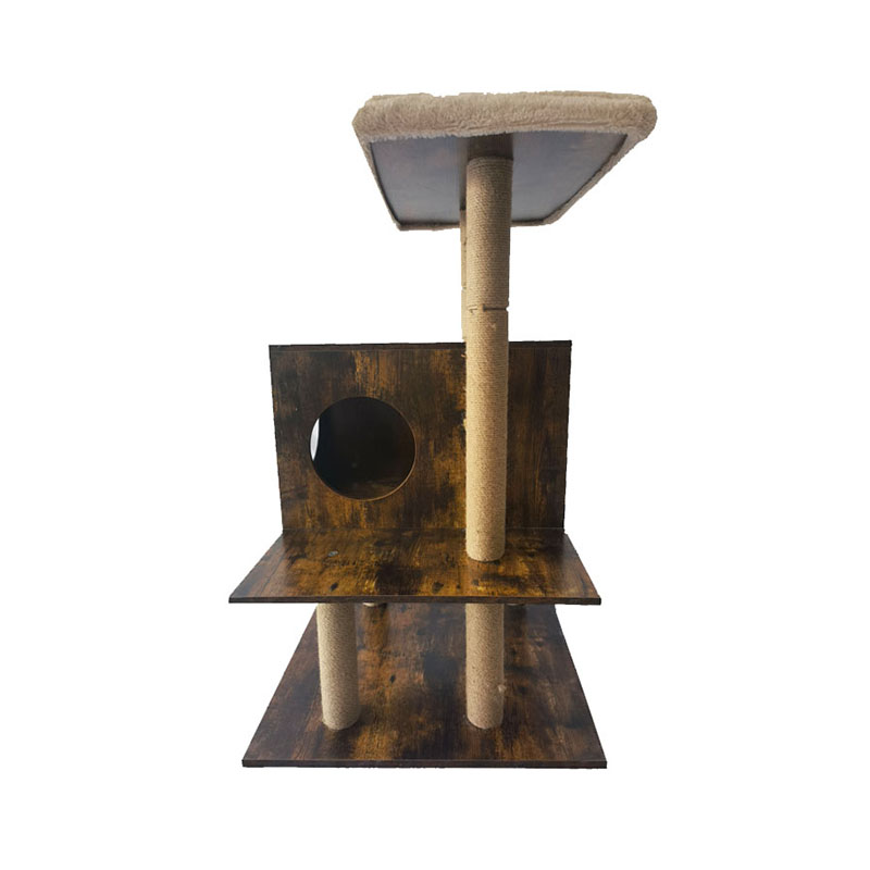 Torre de madera Cat House Sisal Postes de rasguño de gato Marco de trepapor