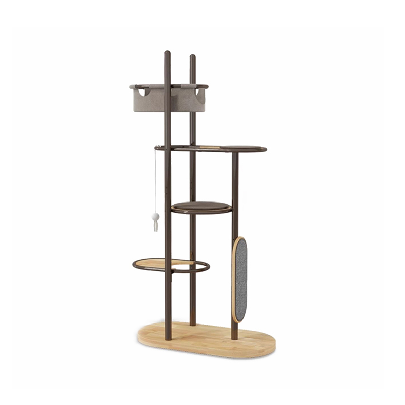 Piso a techo alto de goma de goma de goma de gato condominio con canasta para dormir