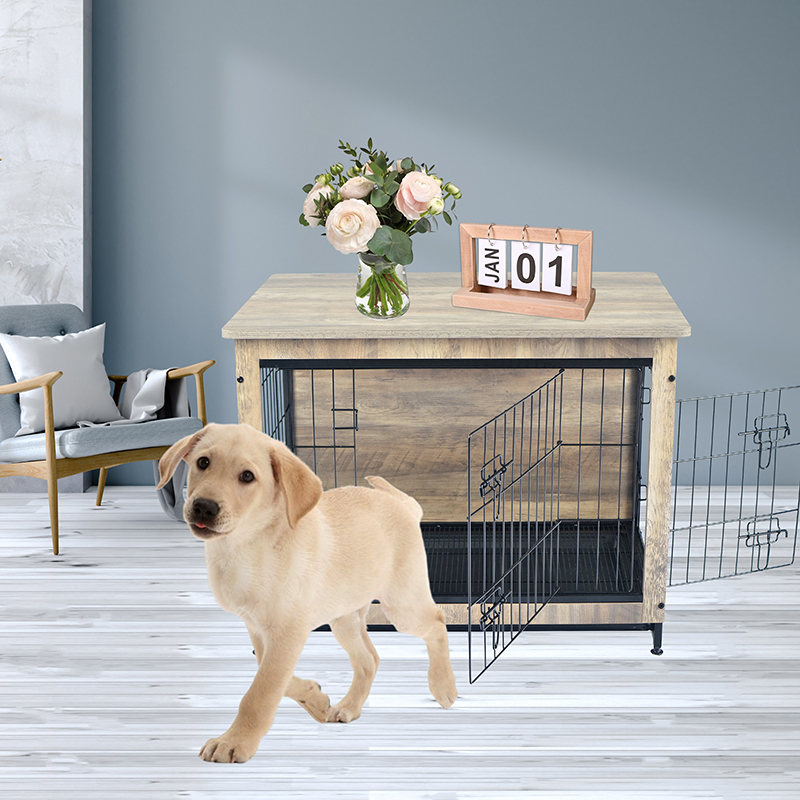 Marfil interior muebles de madera grandes al estilo de metal para perros de metal Marfil interior muebles de madera grandes al estilo de metal para perros de metal