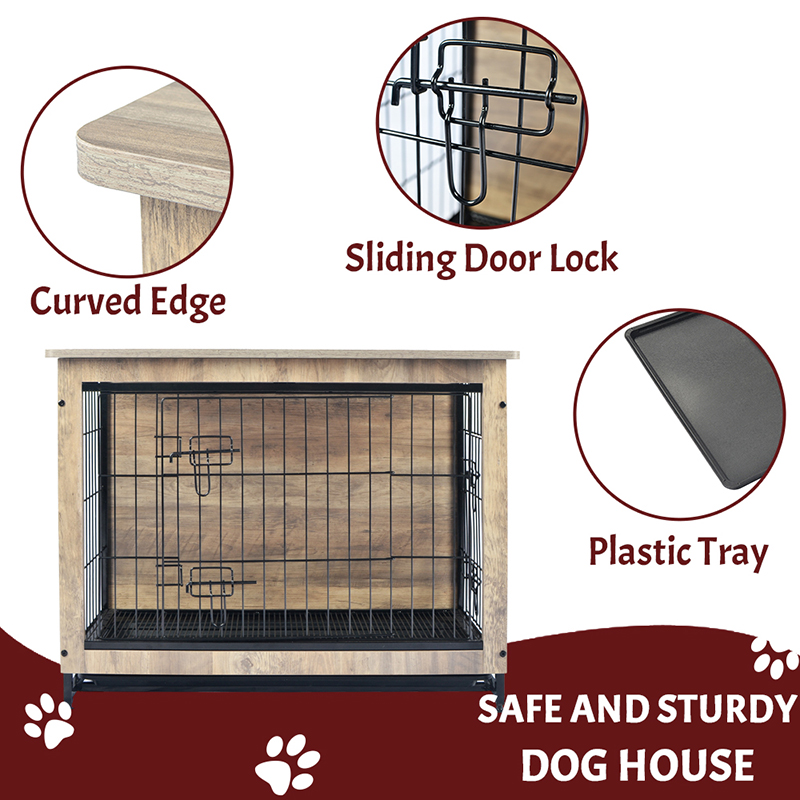 Marfil interior muebles de madera grandes al estilo de metal para perros de metal Marfil interior muebles de madera grandes al estilo de metal para perros de metal