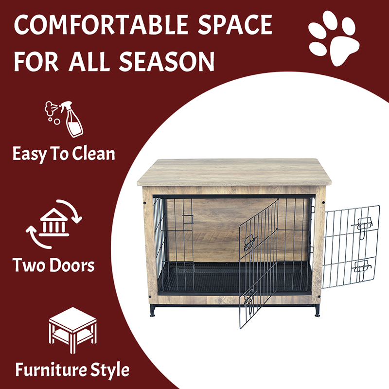 Marfil interior muebles de madera grandes al estilo de metal para perros de metal Marfil interior muebles de madera grandes al estilo de metal para perros de metal