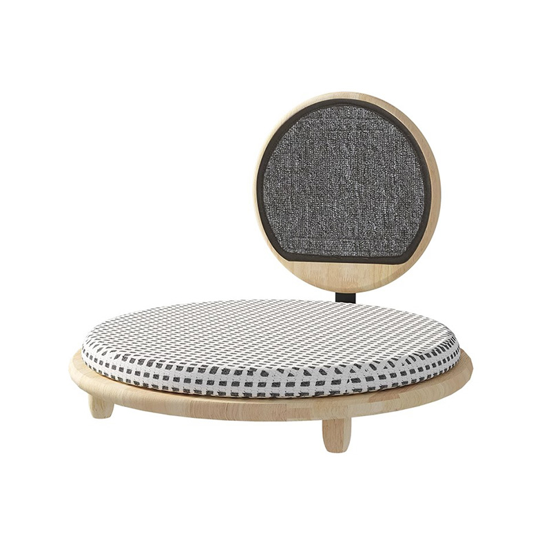 Nido de cama de gato acogedor de madera sólida con tabla de rascar