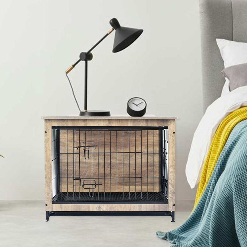 Marfil interior muebles de madera grandes al estilo de metal para perros de metal Marfil interior muebles de madera grandes al estilo de metal para perros de metal