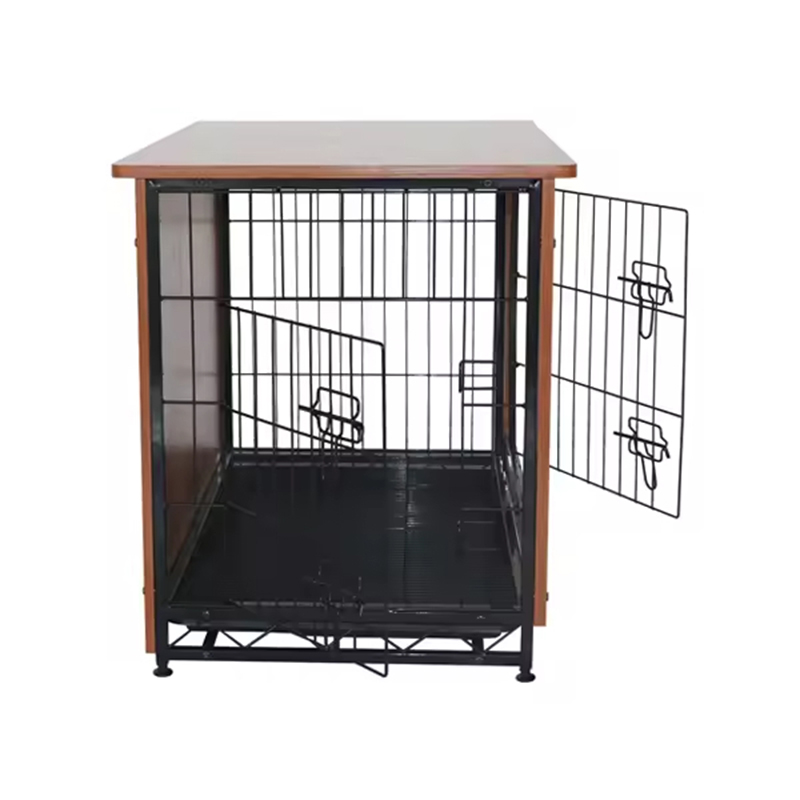 Crate de perro de estilo de madera grande de madera en interiores Crate de perro de estilo de madera grande de madera en interiores