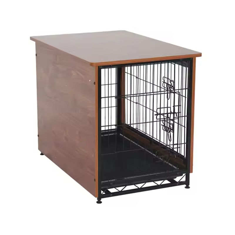 Crate de perro de estilo de madera grande de madera en interiores Crate de perro de estilo de madera grande de madera en interiores