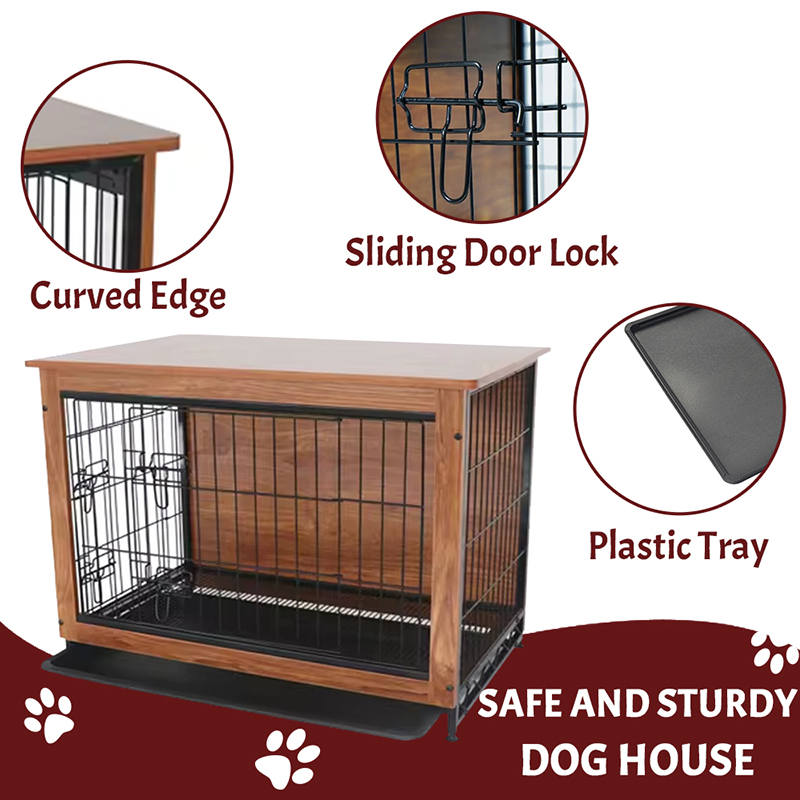 Crate de perro de estilo de madera grande de madera en interiores Crate de perro de estilo de madera grande de madera en interiores