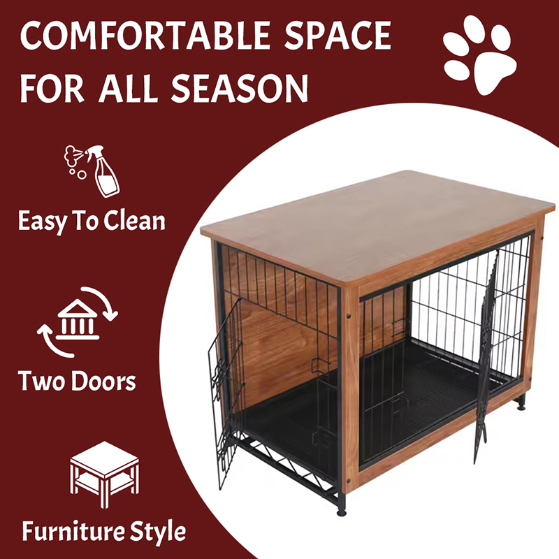 Crate de perro de estilo de madera grande de madera en interiores Crate de perro de estilo de madera grande de madera en interiores