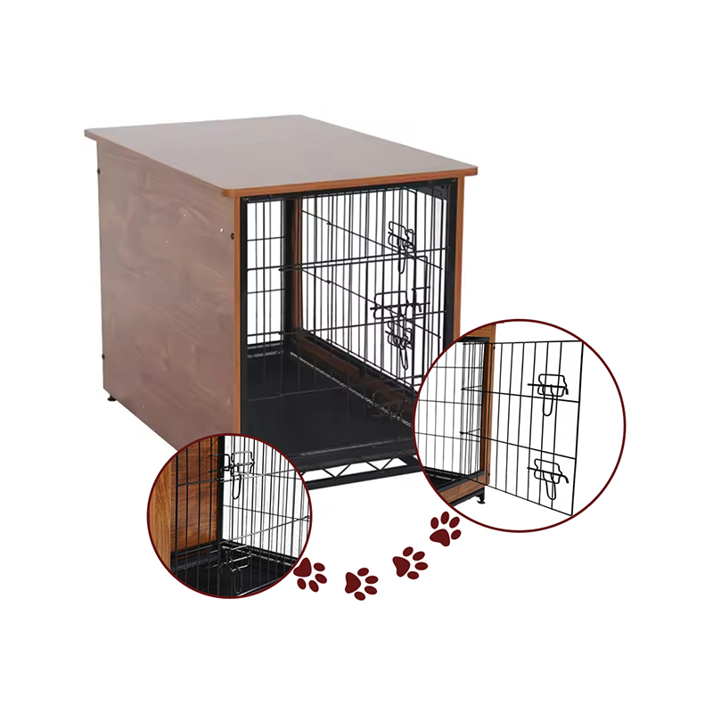 Crate de perro de estilo de madera grande de madera en interiores Crate de perro de estilo de madera grande de madera en interiores