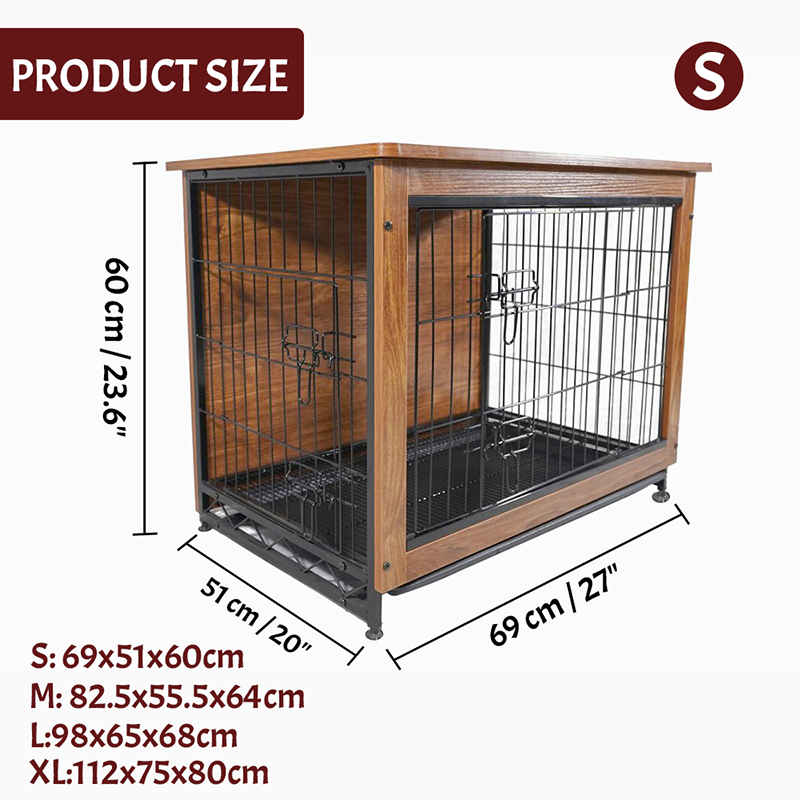 Crate de perro de estilo de madera grande de madera en interiores Crate de perro de estilo de madera grande de madera en interiores