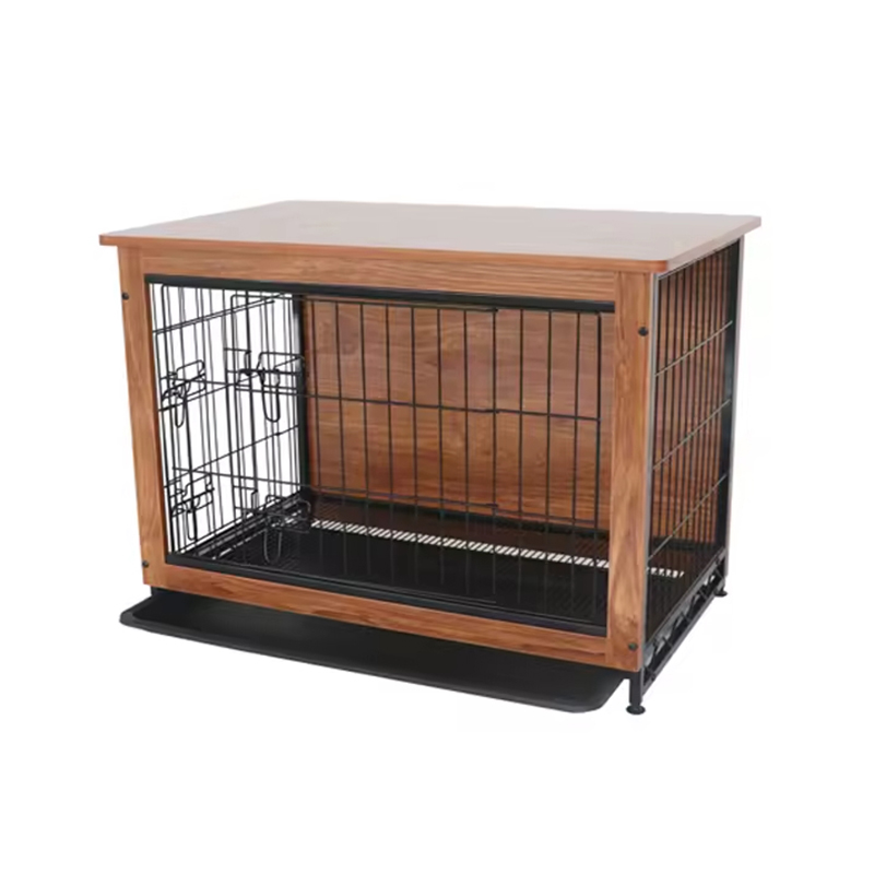 Crate de perro de estilo de madera grande de madera en interiores Crate de perro de estilo de madera grande de madera en interiores