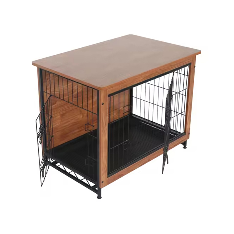 Crate de perro de estilo de madera grande de madera en interiores Crate de perro de estilo de madera grande de madera en interiores