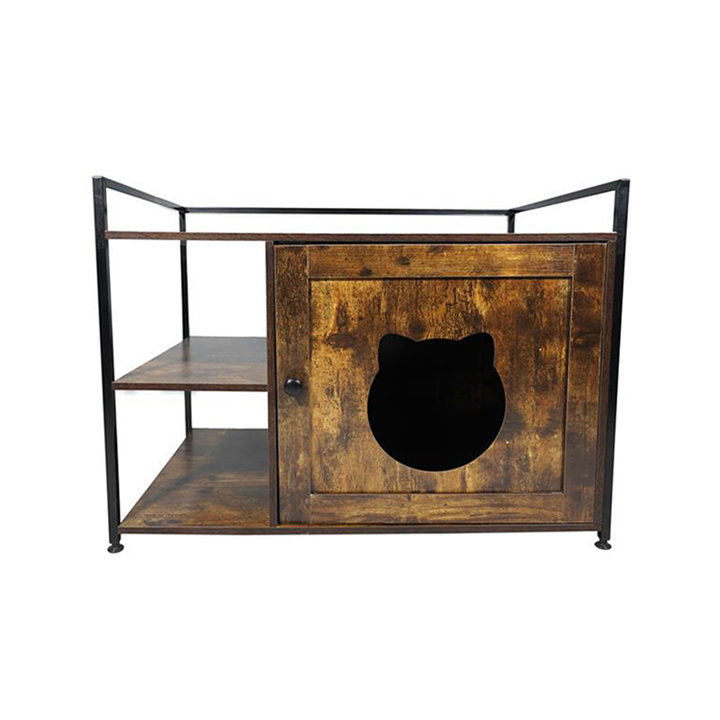 Caza de gatos de estilo muebles con gabinete de arena para estantería de almacenamiento