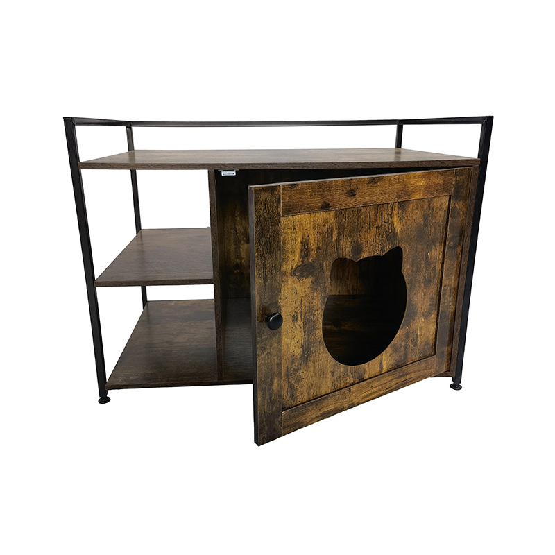 Caza de gatos de estilo muebles con gabinete de arena para estantería de almacenamiento Caza de gatos de estilo muebles con gabinete de arena para estantería de almacenamiento