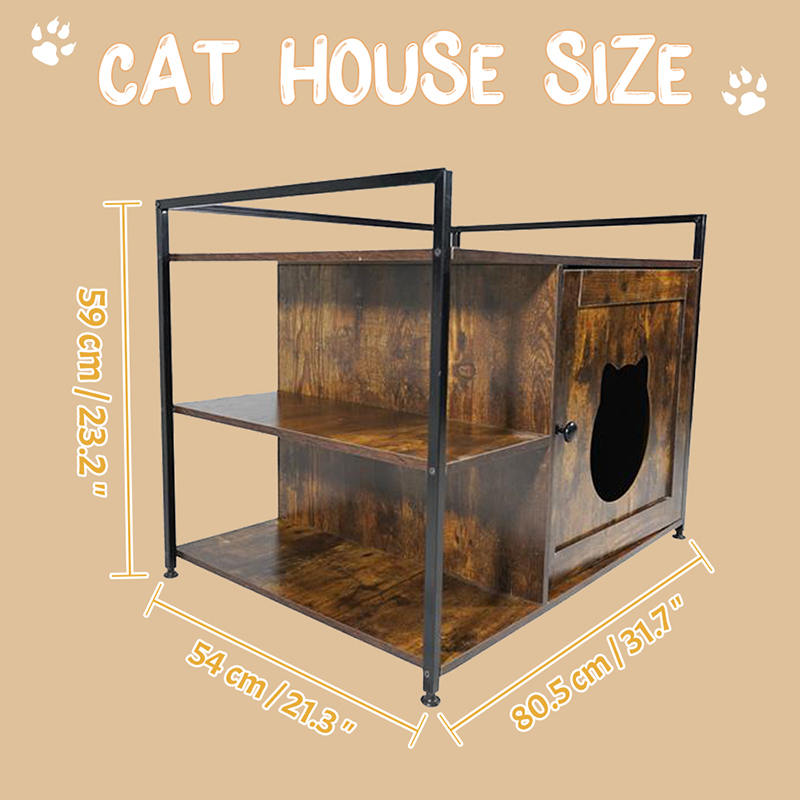 Caza de gatos de estilo muebles con gabinete de arena para estantería de almacenamiento Caza de gatos de estilo muebles con gabinete de arena para estantería de almacenamiento