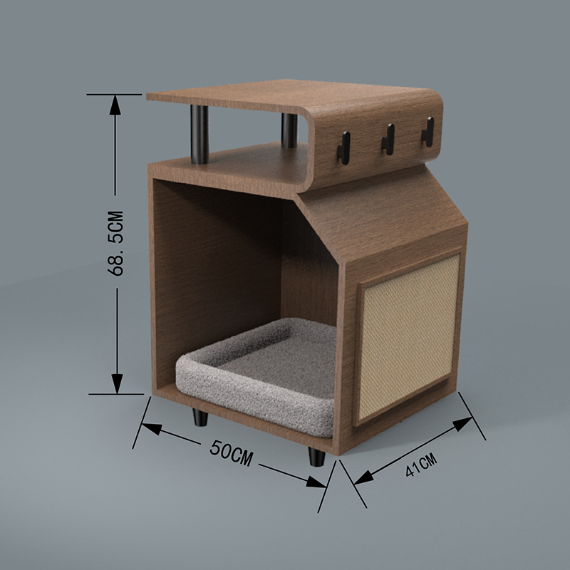 Camas de madera Cama de gato con tabla de rascar Camas de madera Cama de gato con tabla de rascar