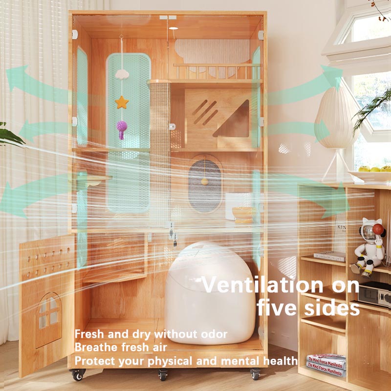 Panorámico de villa interior Caza de madera maciza Cabina de la casa del gato Panorámico de villa interior Caza de madera maciza Cabina de la casa del gato