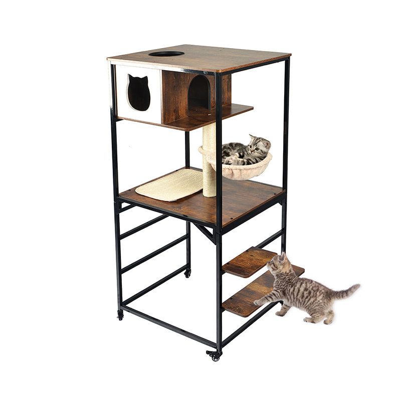 Moderno de madera y metal Cat Tower Condominio con hamaca con hamaca