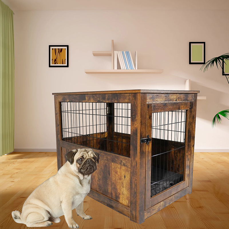 Jaula de perros de metal de madera estilo muebles para animales pequeños Jaula de perros de metal de madera estilo muebles para animales pequeños