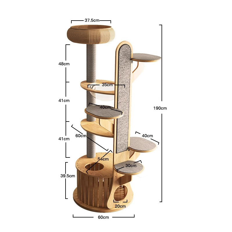 Cactus forma marco de trepadora de madera Árbol de gato sólido con cápsula espacial Cactus forma marco de trepadora de madera Árbol de gato sólido con cápsula espacial