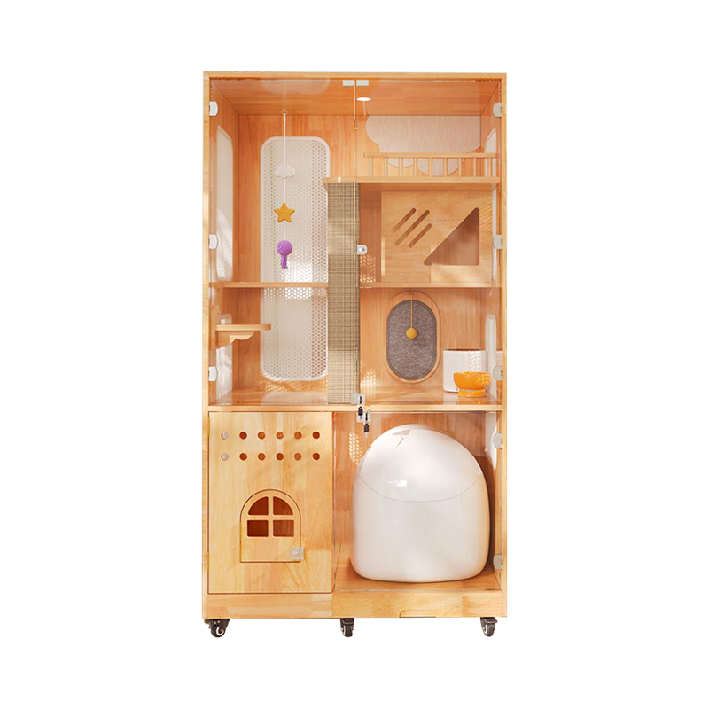 Panorámico de villa interior Caza de madera maciza Cabina de la casa del gato