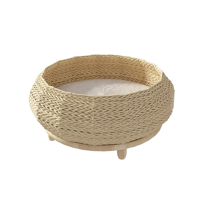 Cama de perros tejido de papel de papel de papel kraft hecho a mano